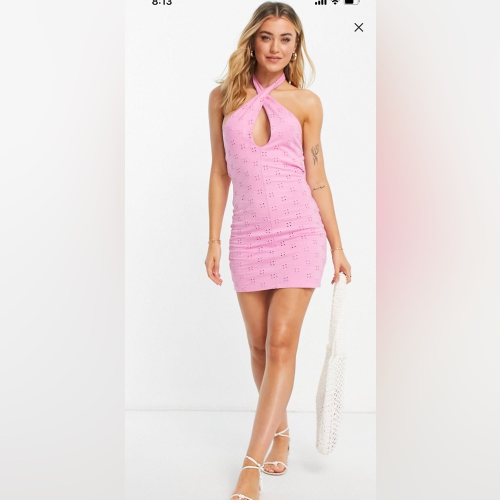 Never worn - Cross front pink dress